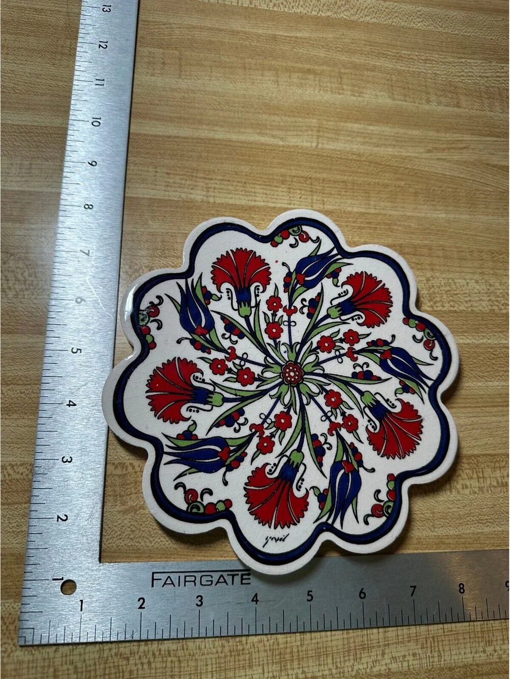 Turkish Handmade Ceramic Floral Trivet Home Decor
